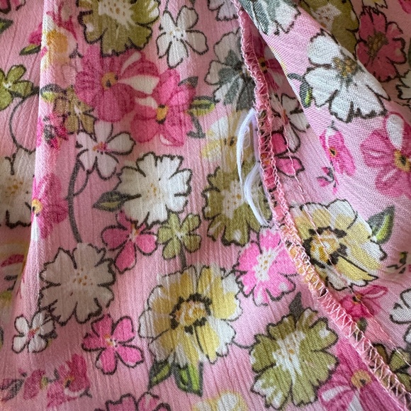 Kut From the Kloth Long Sleeve Sheer Button Up Crepe Blouse Multicolor Pink Sml - Picture 6 of 11